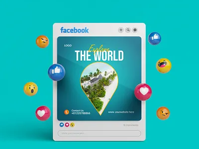 Travel Social Media Post Design advertisement explore marketing mountain sea beach social media post travel world