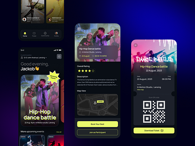 Dance Battle app dance dark entertainment mobile ui