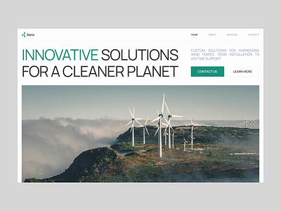 Renewable Energy Hero Section clean company design energy hero hero section minimal minimalism renewable section simple solar solution ui web webdesign wind