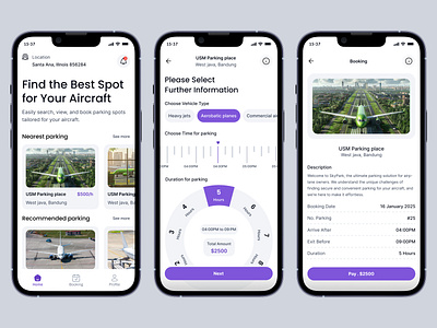 Parking Mobile App - for Airplanes airplane animation app design booking creative design find parking firqah firqah lab garage gps ios app mobile app ui motion graphics parking parking services parking space space parking ui ux