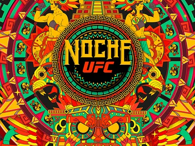 Noche UFC color illustration mexico poster prehispánic prehispánico ufc