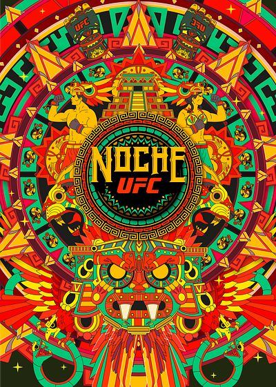 Noche UFC color illustration mexico poster prehispánic prehispánico ufc