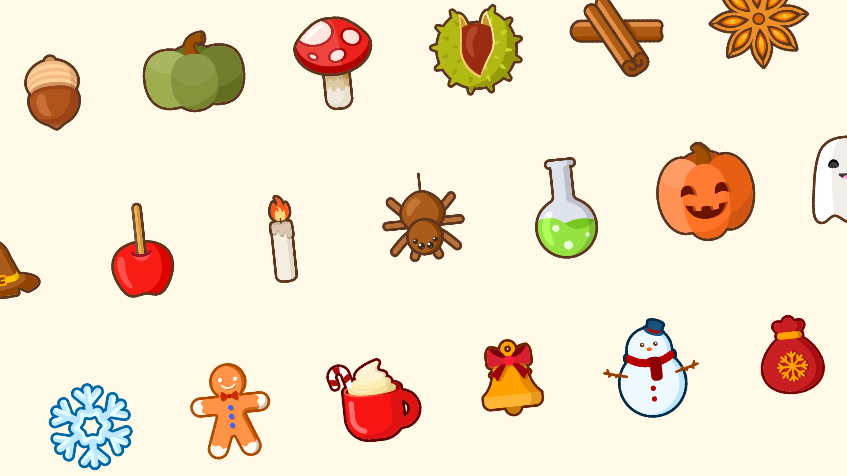 VECTOR ICONS Autumn, Pumpkins, Halloween, Winter, Christmas autumn icons christmas baubles christmas icons colourful pumpkins graphic design halloween icons icons pack icons set illustrations muchroom icon pumpkin icons snowflake icon snowman icon spider icon squash icon vector vector design vector icons vector illustration winter icons