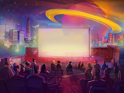 Movie night background art character design concept art design digital art enviroment art illustration