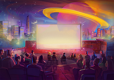 Movie night background art character design concept art design digital art enviroment art illustration