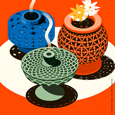 The Scent of the Soul - Openwork Vases good thinking illustration isometric mindfulness vases