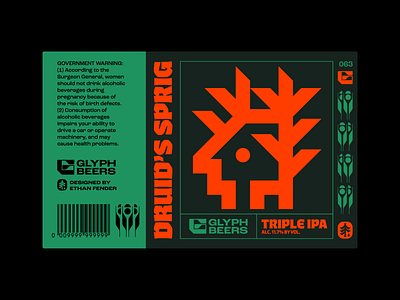 Glyph Beer 63 ale beer beer label branch celtic druid ent face forest forest spirit green human icon logo nature packaging sprig symbol tree verdant