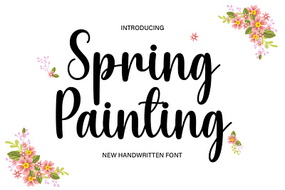 Spring Painting crafting font cute font elegant font handwritten lettering monoline new font script script font spring font typography valentine font