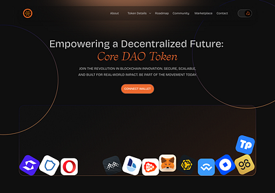 CORE DAO HERO SECTION clean crypto dark theme design desktop landingpage minimalistic modern new token web3