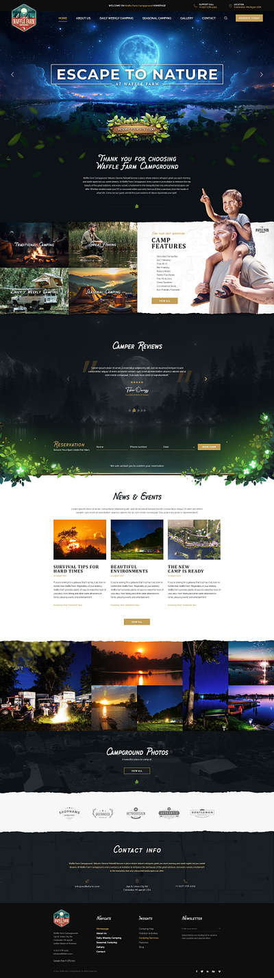 Waffle Farm Campgrounds website design design graphic design ui uiux ux web design website