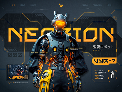 Landing Page - Futuristic Character AI Generator 3d ai artificial intelligence branding character generator desktop futuristic innovation inspiration landing page product design robot technology trend typography ui design ux design video game website