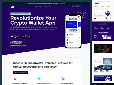 Crypto Wallet App - Landing Page creative design crypto wallet app landing page designsbyali landing apge ui uidesign uiux web design