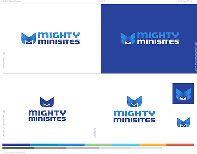 Mighty Minisites logo board blue brand branding design graphic design light blue logo logo design mighty saas strong