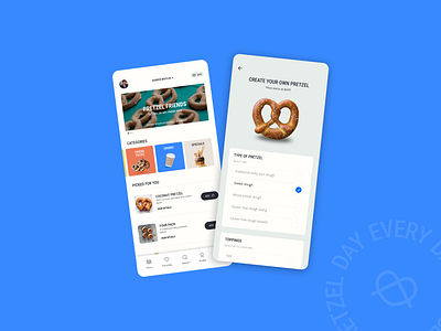 UX/UI design for food ordering app, The Pretzel Day appdesign design mobileapp ui ux uxui uxuidesign