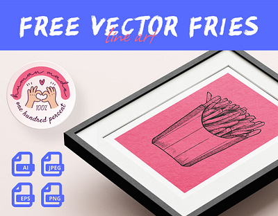 FREE Line art Vector Fries asset chips falling free freebie hand drawn illustration line art vector