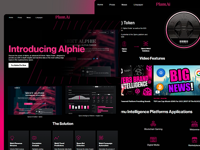 Plum.Ai Homepage Design ai auction platform landing page blockchain cryptocurrency data analytics fintech homepage innovation tokens trading ui ui design user interface ux ux design uxui design visual design web 3 web design website design