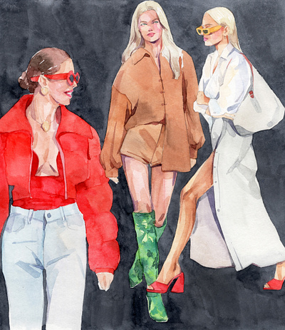 Watercolor Streetstyle Fashion Illustration streetstyle watercoloring