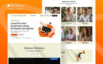 Emberly - Webflow Landing Page Template business landing page campaign landing page marketing product illustration saas startup startup landing page tech vector illustration webflow webflow template