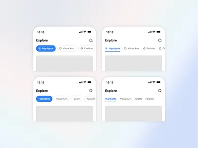 Explore Tabs - UI Component app design app header app ui chips chips design clean ui design header menu minimal ui minimalism swicher tab tab bar tab chips tab design tab ui ui ui ux ux