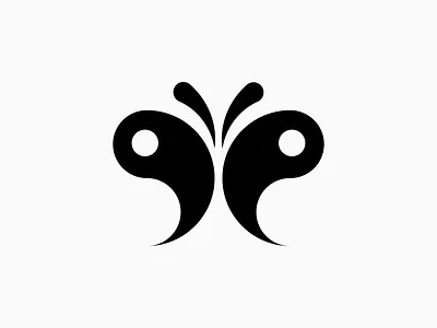 Butterfly aesthetic balance black branding butterfly design graphic design icon logo vector yang yin