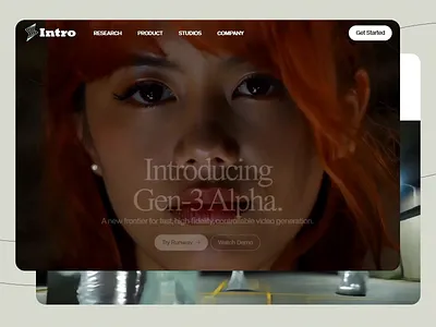 Intro - Video Generation Platform ai ai design alpha animation design digital media gen 3 high fedility landing page motion design platform ui design user experience user interface ux design uxui video generation visual design web design