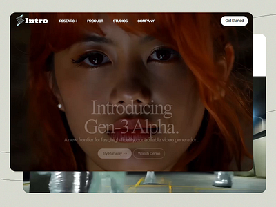 Intro Gen-3 Alpha ai ai design alpha animation design digital media gen 3 high fedility landing page platform ui ui design user experience user interface ux ux design uxui video generation visual design web design