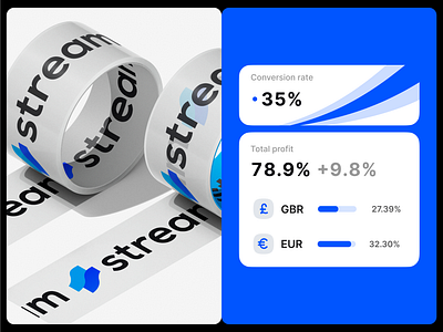 Logo for financial platform, Key financial indicators | Stream brand identity branding deck design finance fintech graphic design identity infographic logo marketing design payments product product design profit startup statistics ui uxui visual identity