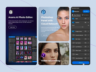 Retouch AI Studio ai photo editing ai photo retouching animation app app design app interface design graphic design illustration mobile app motion graphics responsive design tool ui ui design user experience user interface ux ux design visual design