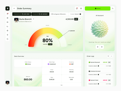 G - Financial Dashboard admin panel ai assistant app bank cards chart credit dashboard design donut finance order payments transactions ui ux web