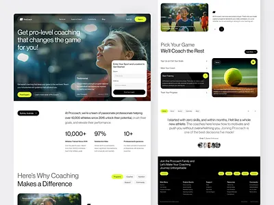 ProCoach - Sport Coaching Landing Page basketball clean coach coaching courses design football landing page mentor minimalist nutrition professional sport sports tennis trainer training ui ui design web design