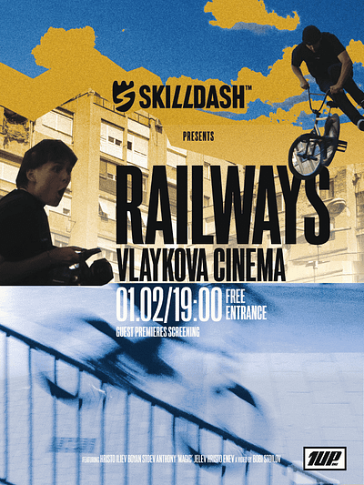 RAILWAYS PREMIERE *A SkillDash Video* bmx collage collage poster design graphic design movie poster poster