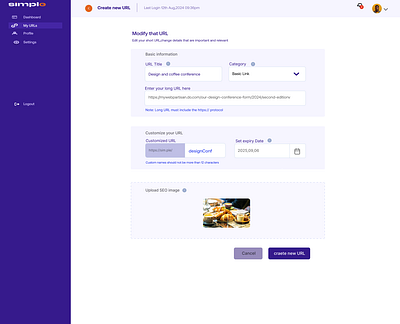 Simple Url shortener design ui ux