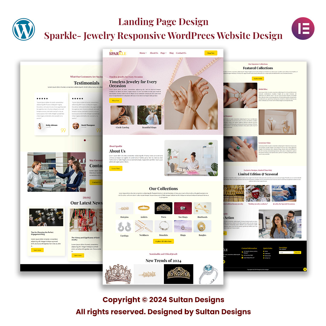 Professional Landing Page Jewelry Website business website jewelry website landing page responsive design website design wordpress