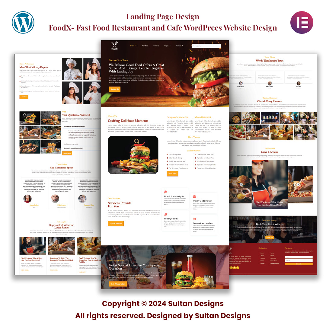 Professional Landing Page Food Website branding food website graphic design landing page responsive website web design website development wordpress website