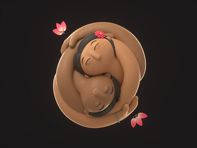 Apapacho 3d animation apapacho blender branding c4d character cute design hug illustration love render vago3d