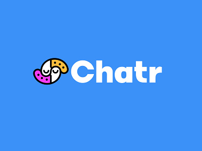 Chatr bold branding bubble chat design face geometric logo logodesign media message modern people person social