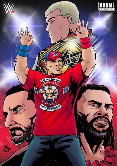 WWE 2025 - Artwork artist artwork athlete character illustration cmpunk cody rhodes comic artist comic style drawing illustration john cena roman reigns royal rumble sport sports entertainment the rock wrestlemania wrestler wrestling wwe