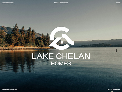 Lake Chelan Homes | Logo Concept branding construction branding design house logo initial c logo lake branding lake chelan logo lake logo logo marine branding minimalist minimalist logo monogram ocean logo real estate branding simple wave logo