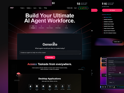 WQT - AI Agent Tools Platform ai agents ai automation ai workforce design innovation productivity tools project management tasks tech ui ui design ui ux user experience user interface ux visual design web web design website workflow automation
