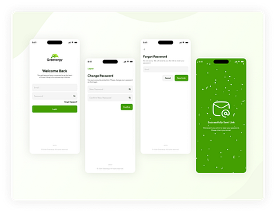 Electric Utility Monitoring App - Greenergy branding clean electricity energy forms green login logs mobile app monitoring app onboarding register ui utility app