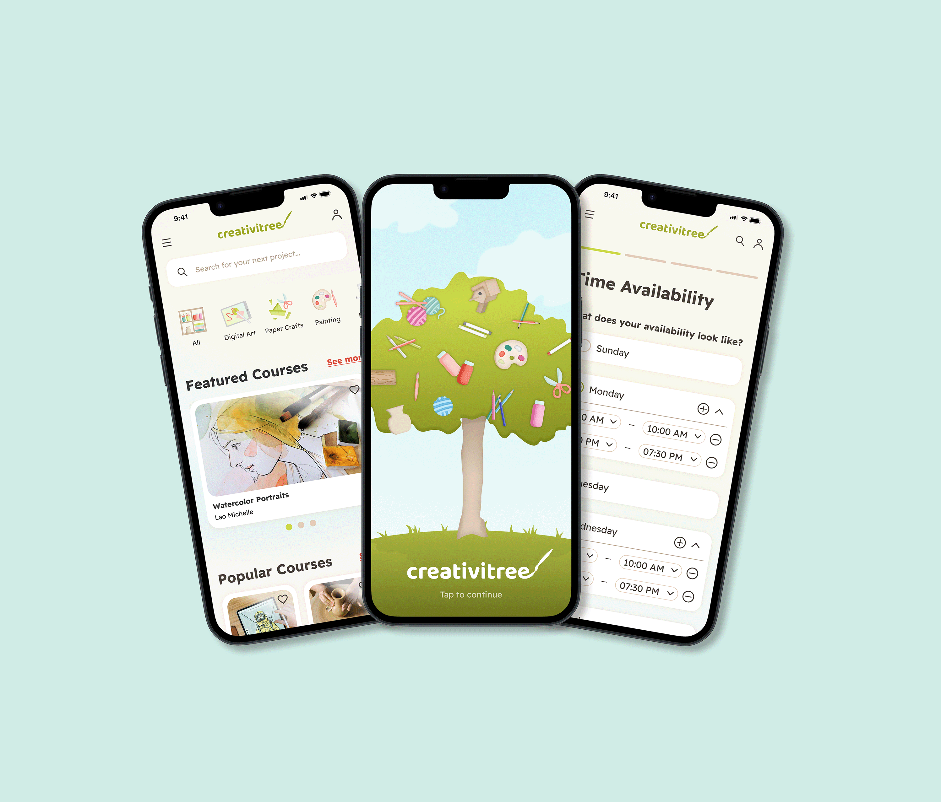 Creativitree - Skill Learning Platform branding creativity illustration learning skills logo mobile motion graphics product design time management ui ux uxui webapp