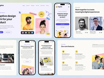 Digilink - Digital Agency Landing Page - Responsive Mobile advertising agency b2b business clean company corporate design digital marketing framer landing page minimal portfolio responsive ui ux web design webflow website