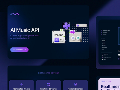 AI Music API ai generated ai music api software design game audio generated tracks music music software real time streams software development tech ui user experience user interface ux uxui visual design web ui web ux website design