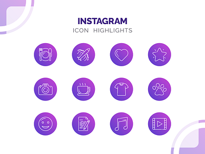 Instagram Highlights Line Icon Collection collection gradient highlights icon icon design icon pack icon set instagram line icon outline social media user interface vector