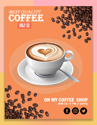 Professional Poster Design of Coffee Shop banner banner design branding card design coffee coffee poster coffee shop poster creative design design elegant flyer graphic design photoshop poster poster design simple design stationary tea