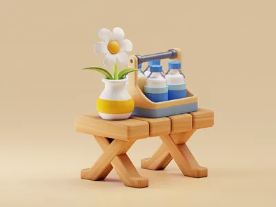 Milk Bottle - 3D Illustration 3d 3d illustration blender bottle cycles eevee game asssets illustration low poly milk milk bottle stylized