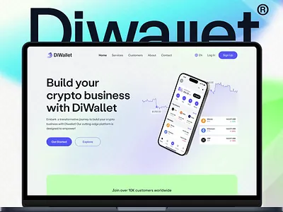 Diwallet - Crypto Landing Page Design animation blockchain crypto crypto landing crypto landing page cryptocurrency website finance fintech product design storytelling website token landing page ui uiux ux web design web3 web3 security web3 solutions webdesign website