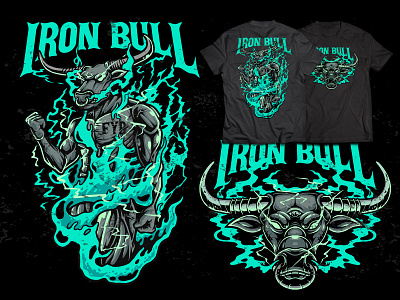 Iron Bull T-shirt Design apparel artwork branding clothing brand design graphic design gym wear illustration t shirt design vintage