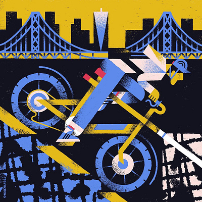 Biking NYC 2d art bike biking branding bridge bronx brooklyn geometric graphic grunge helmet icon illustration illustrator manhattan new york new york city nyc queens skyscraper