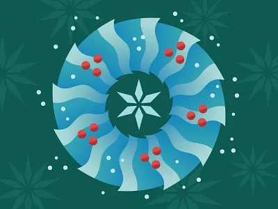 Winter Wreath berries christmas cold digital holly ice illustration snow snowflake vector winter wreath